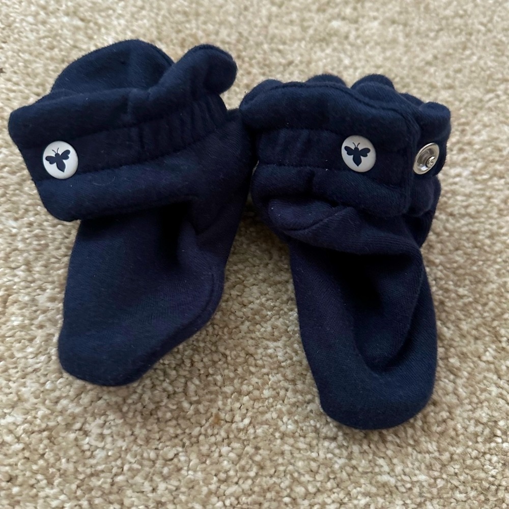 Navy Baby Booties